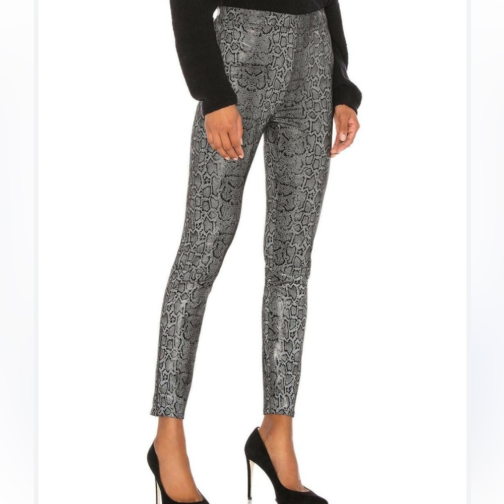 J BRAND DARCY Lamb Leather Snake Foil Print High-Rise Pull On Pants Leggings S